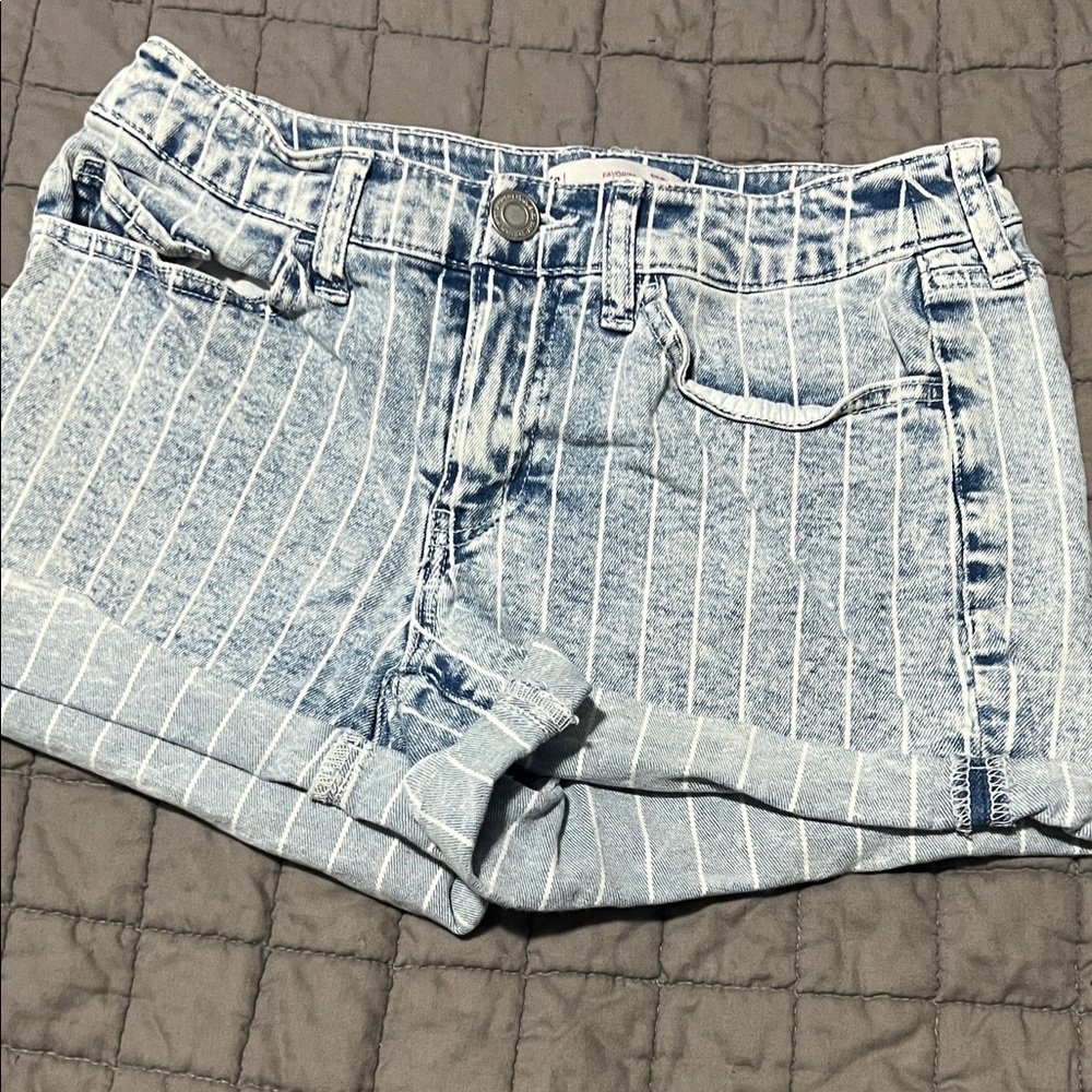 SO Light Blue Pinstripe Denim Shorts